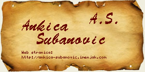 Ankica Subanović vizit kartica